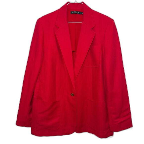 Lauren Ralph Lauren Linen Single Button Blazer - Red 16 - Picture 2 of 9